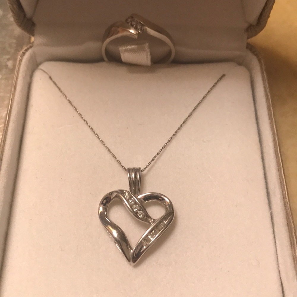 Diamond Necklace & Ring- White Gold, real diamonds